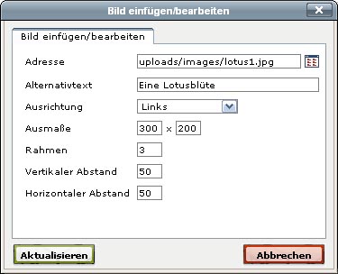 Der Dialog 'Bild einfügen/verändern'