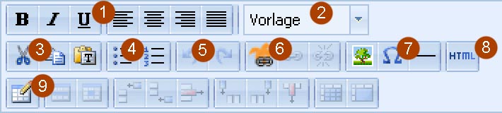 Die Toolbar von tinyMCE in der Detailansicht